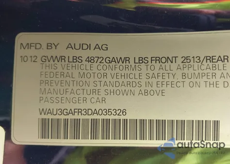 2013 Audi S5 3.0T Premium Plus z USA, uszkodzony, nr VIN WAU3GAFR3DA035326